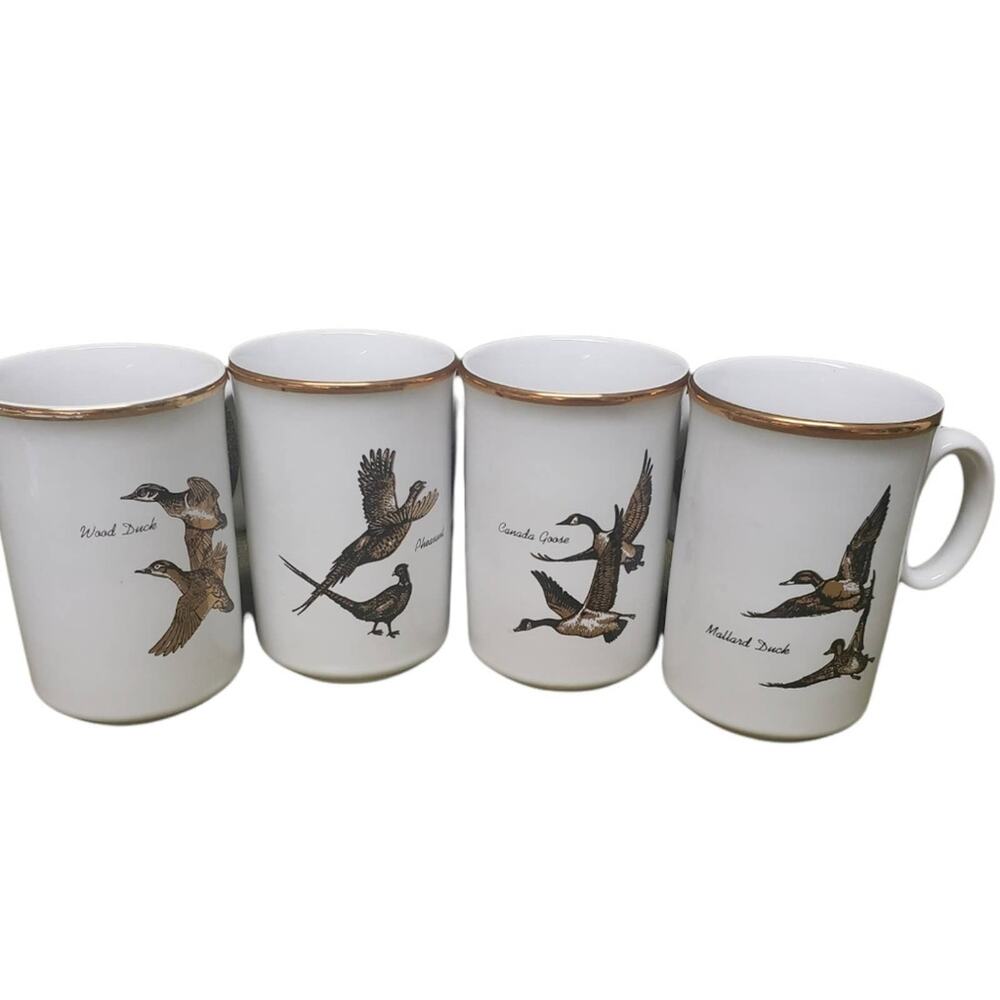 Vintage Gaming Bird Coffee Mugs • Goose Mallard Duck Pheasant • Made In England